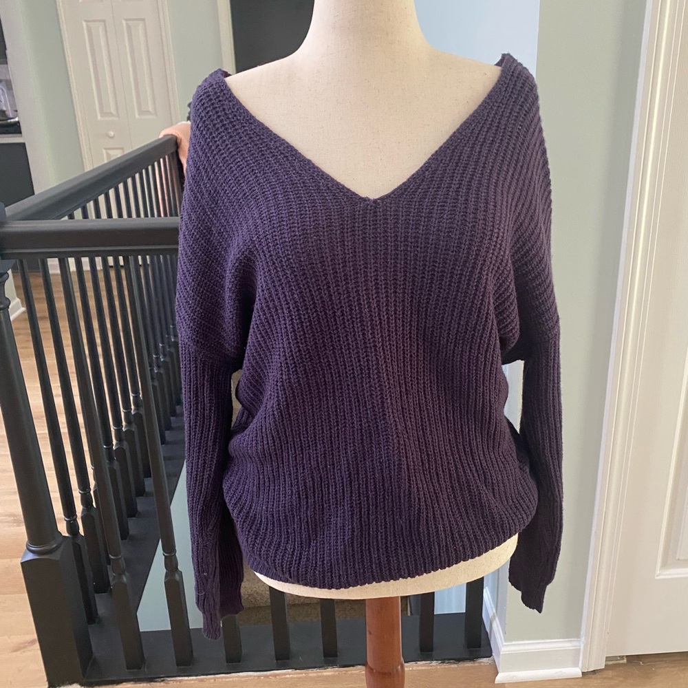 Harper Deep Purple V-Neck Sweater
